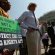 Supporters of the Voting Rights Act listen to speakers discuss the Supreme Court ruling. (Win McNamee/Getty Images)